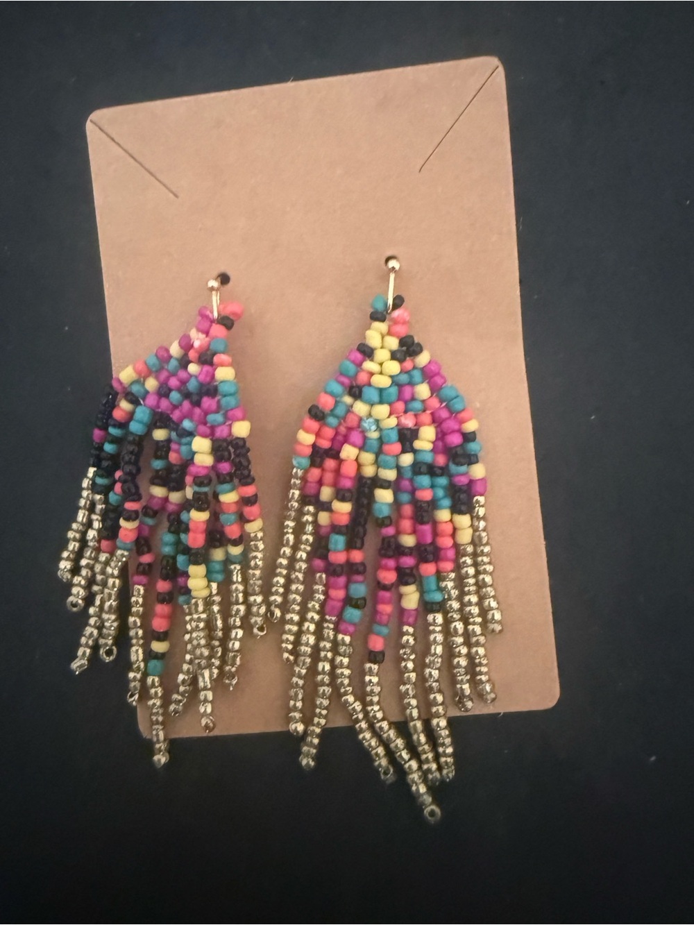 Multicolor Seed Bead Fringe Drop Earrings - Women Jewelry